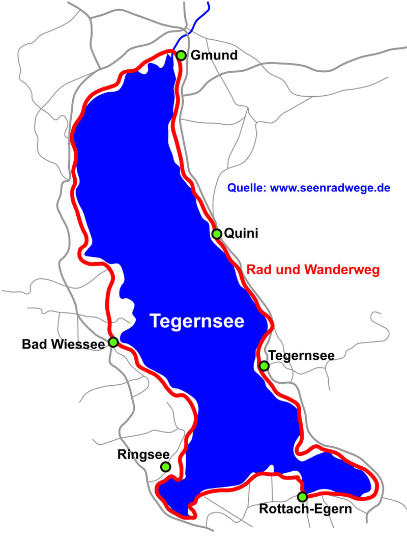 Rad und Wanderweg um den Tegernsee